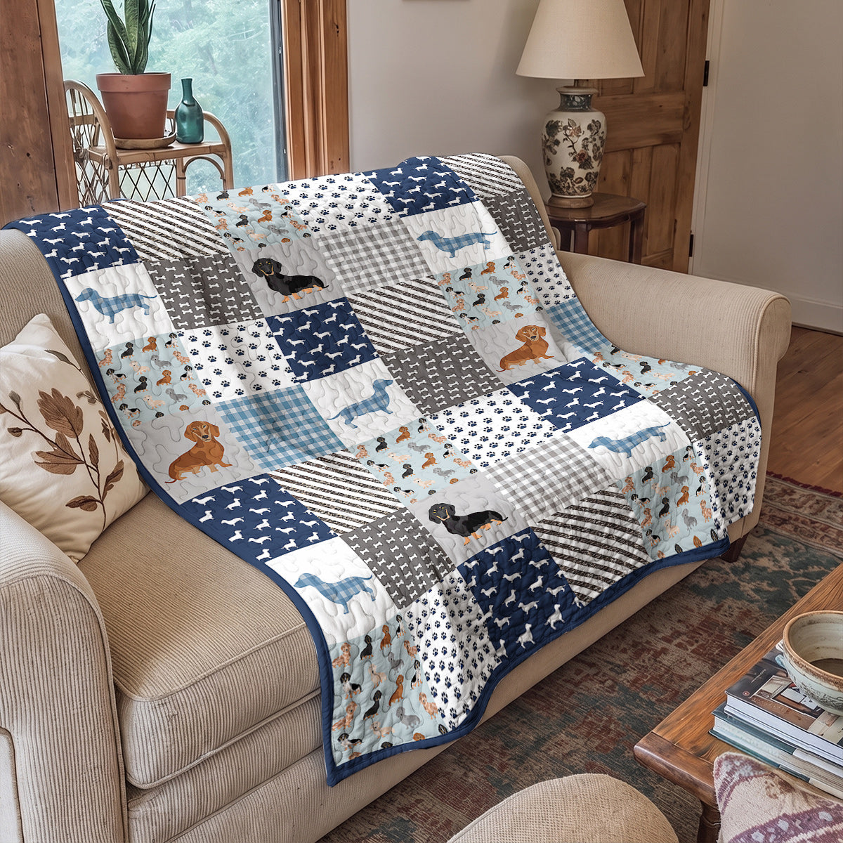 Dachshund Quilted Blanket Dachshund Delight