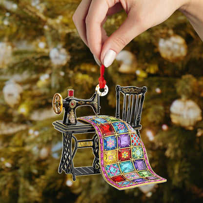 Quilting Lovers 2D Acrylic Ornament Vintage Threads Of Joy Personalized