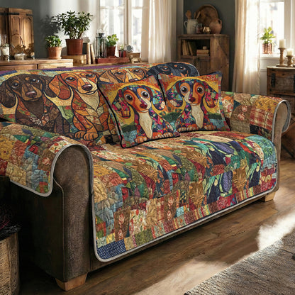Dachshund Quilted Sofa Cover The Cozy Dachshund Covenant