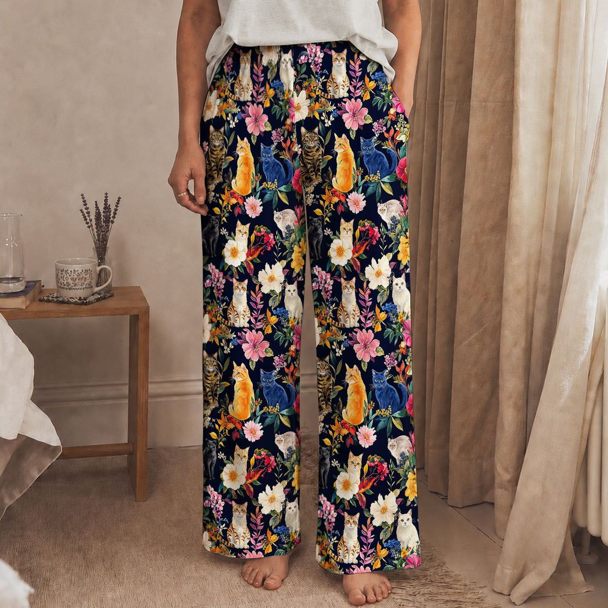 Cat Lounge Pants Moonlit Garden Whiskers