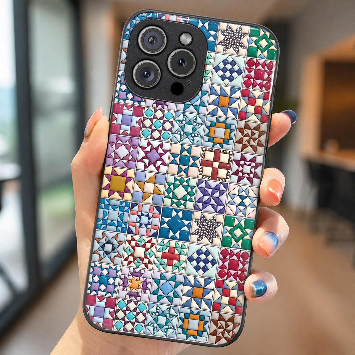 Sewing Lover Phone Case Traditional Quilt Blocks