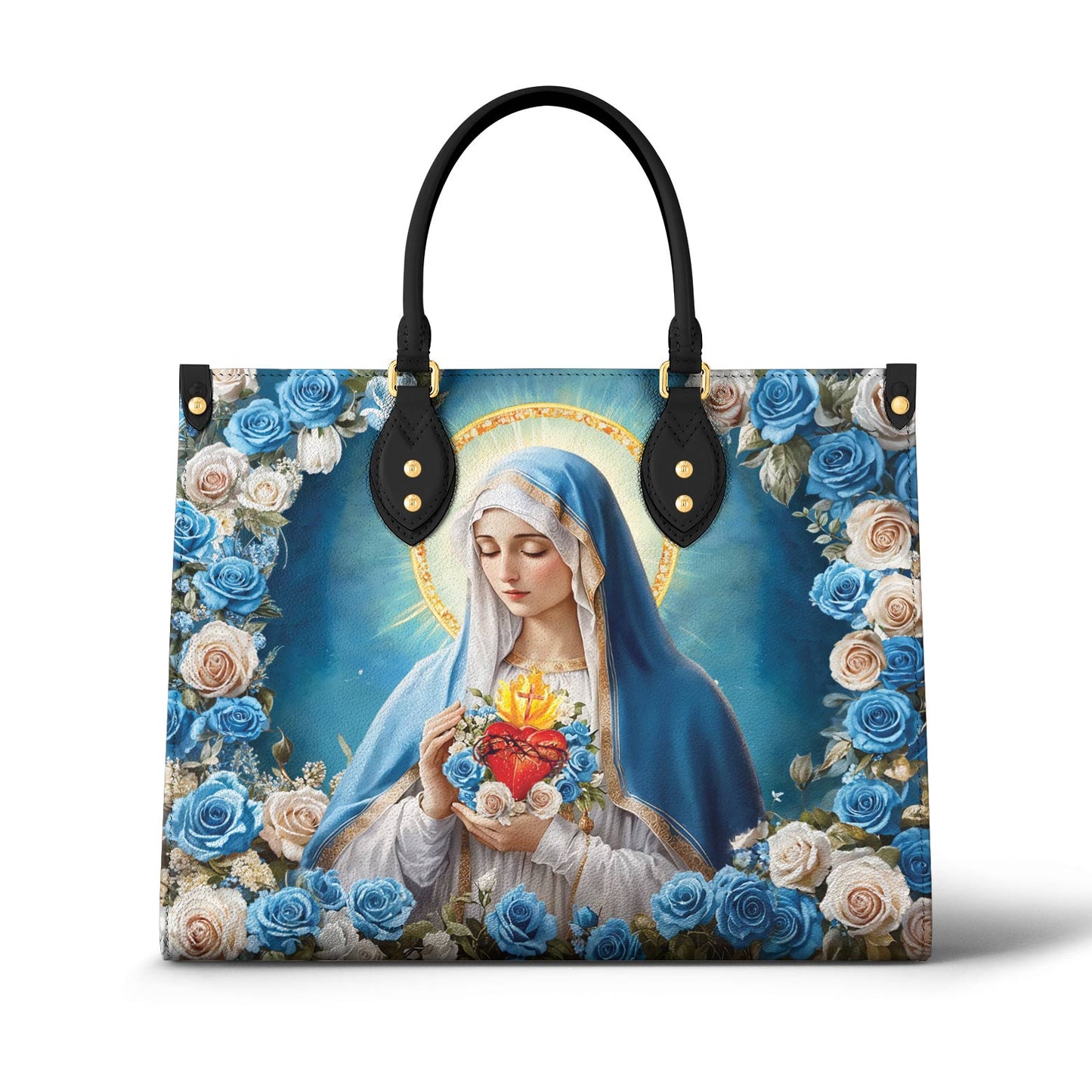 Christian Leather Handbag Rosa Mystica Virgin Mary