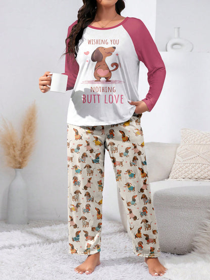 Dachshund Raglan Lounge Pajamas Wishing You Nothing But Love