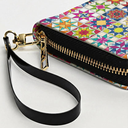 Sewing Lover Leather Wallet Colorful Quilt Blocks