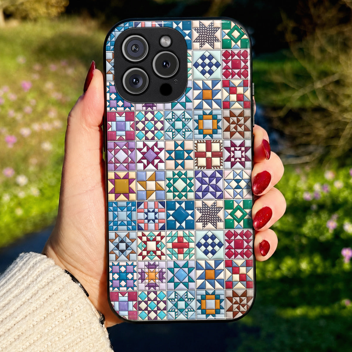 Sewing Lover Phone Case Traditional Quilt Blocks