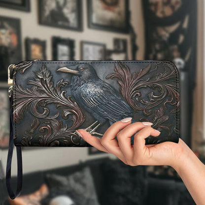 Gothic Leather Wallet Midnight Raven
