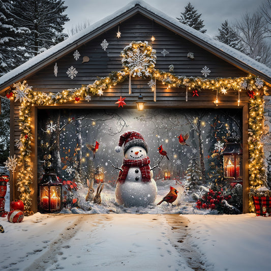 Christmas Garage Door Banner Decoration - Christmas in the Quiet Woods Winter Blessings