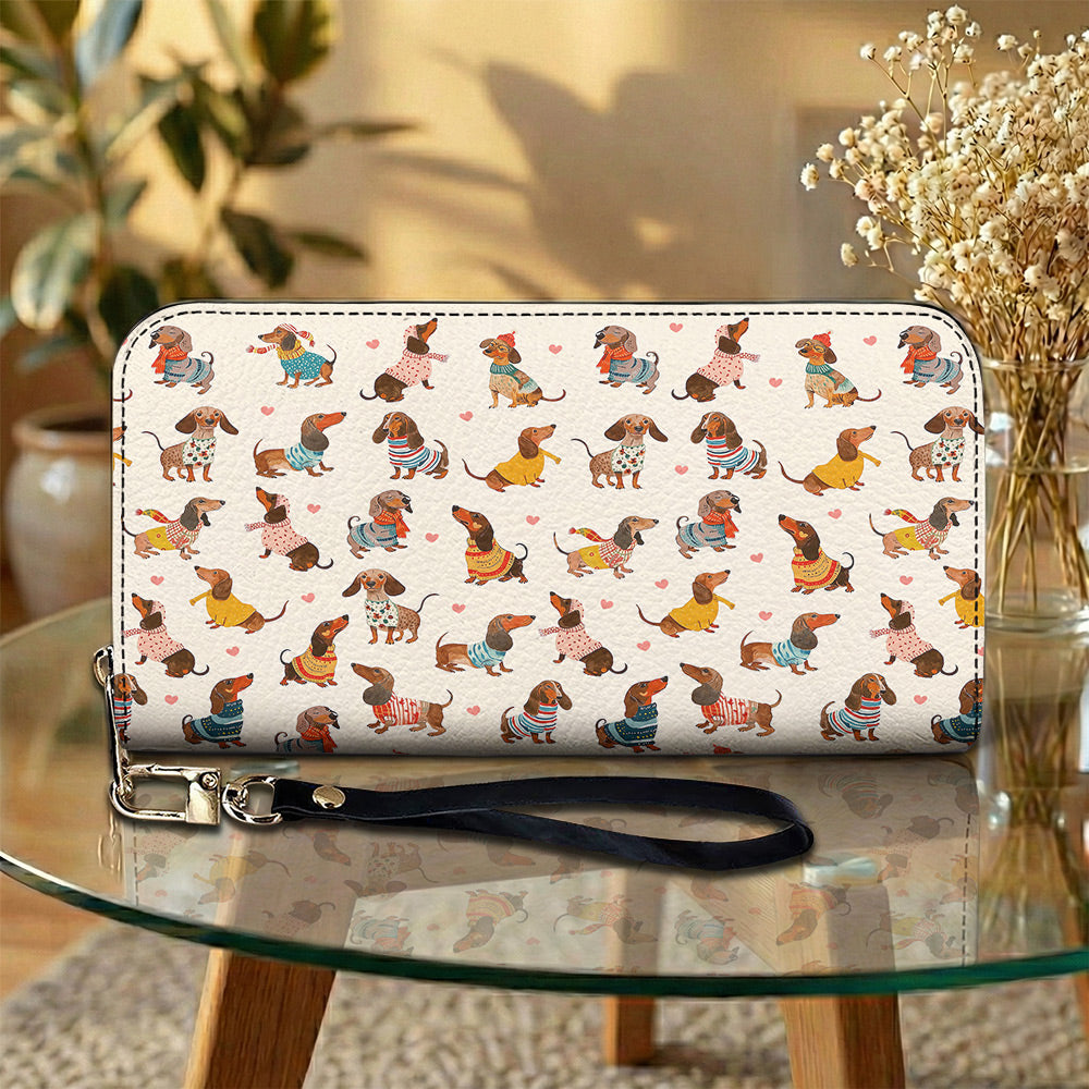 Dachshund Leather Wallet Playful Fashion Wieners