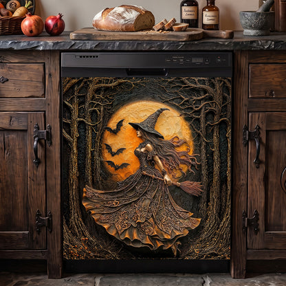 Witch Magnetic Dishwasher Cover Witch of the Amber Moon Halloween Décor