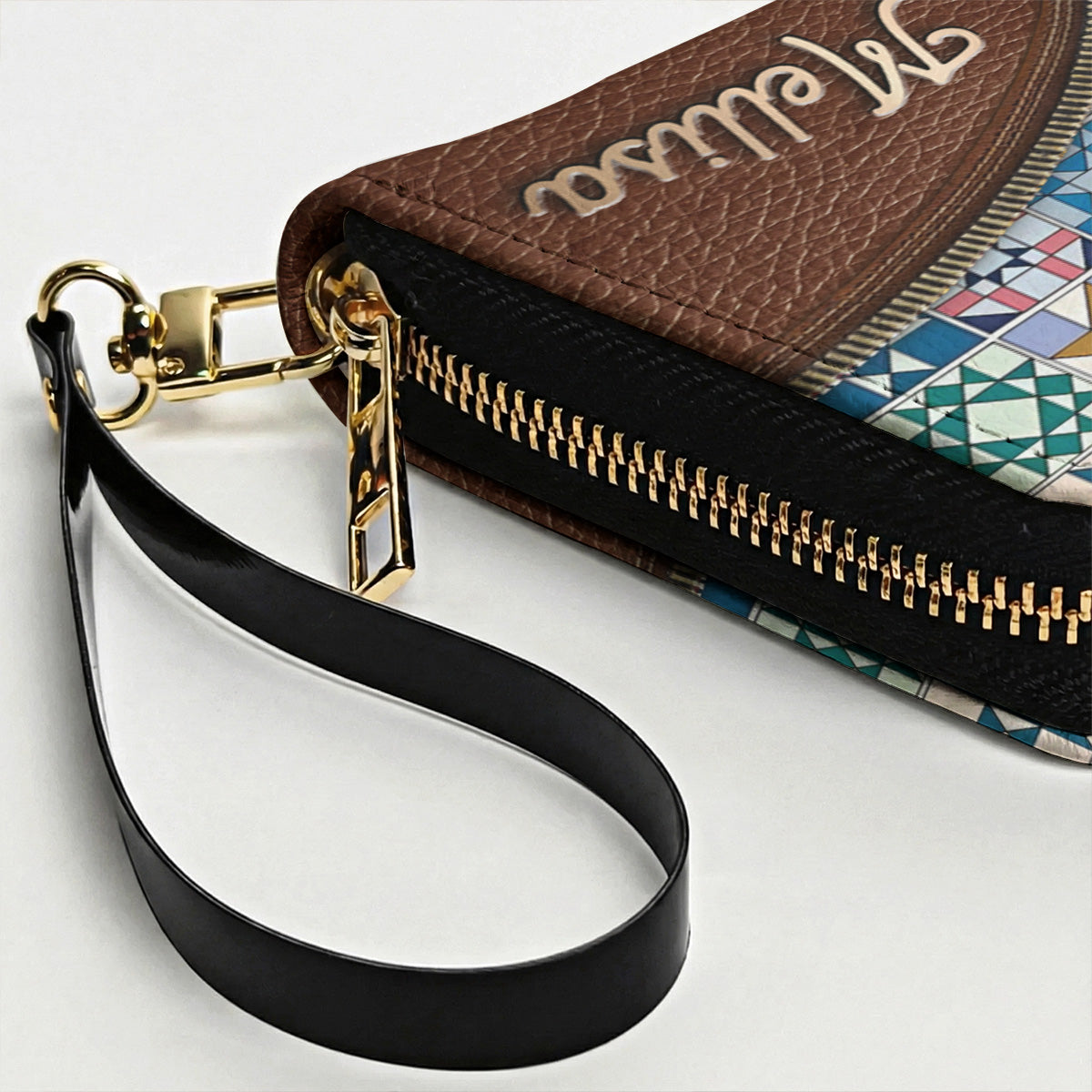 Sewing Lover Leather Wallet Personalized Traditional Quilt Blocks