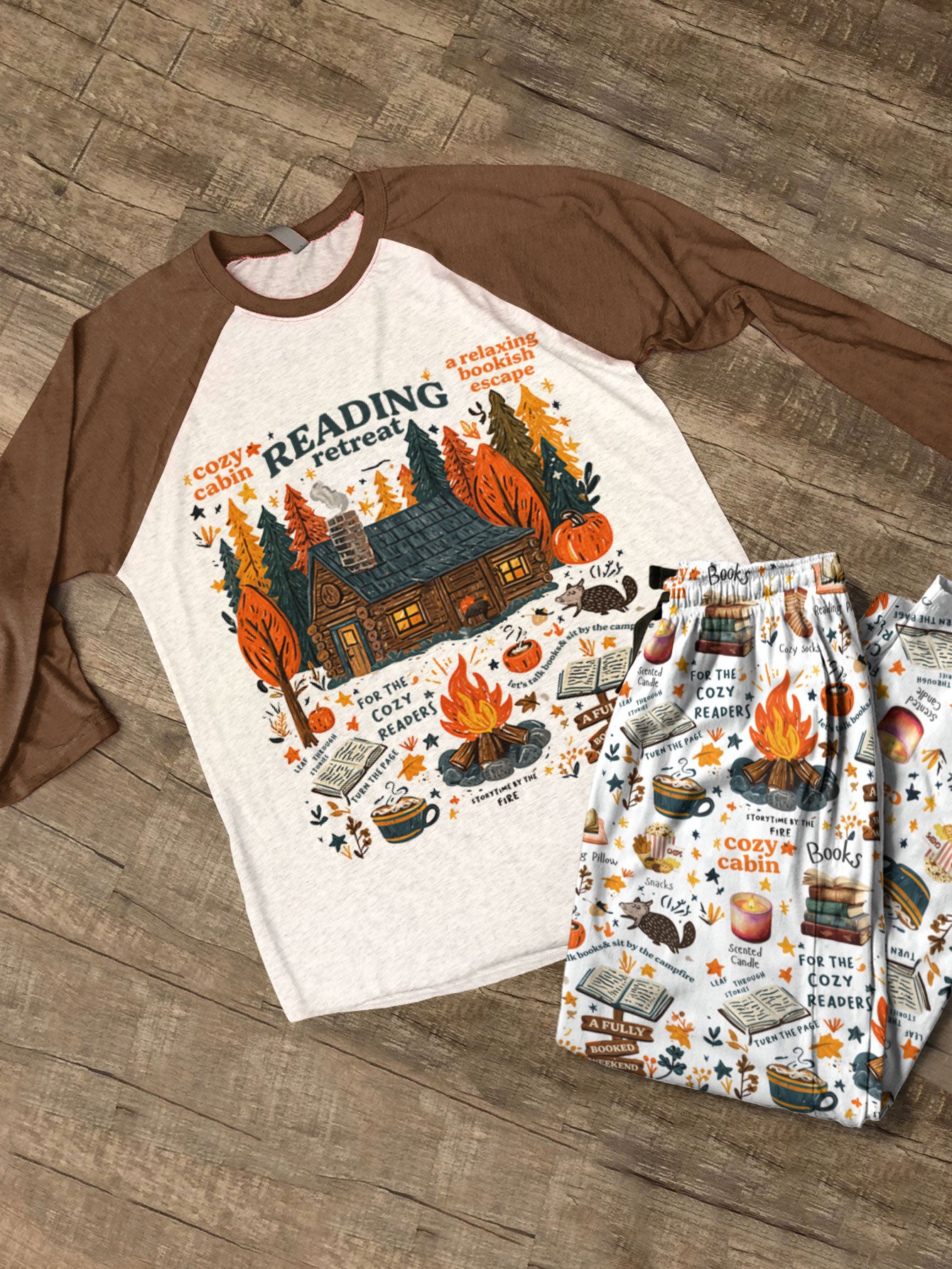 Book Lover Raglan Lounge Pajamas Reading Retreat