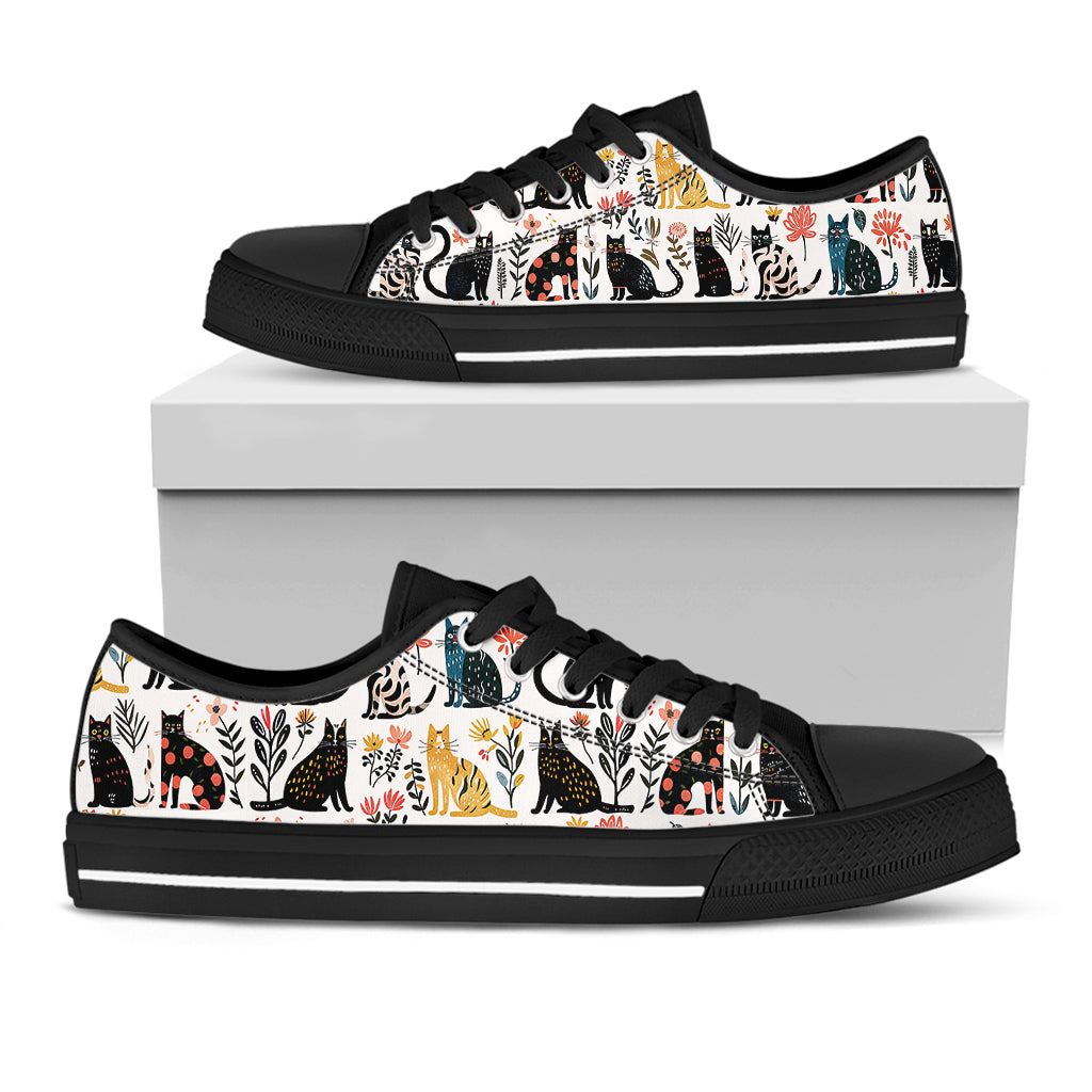 Cat Women's Low Top Shoes Botanical Cat Bliss