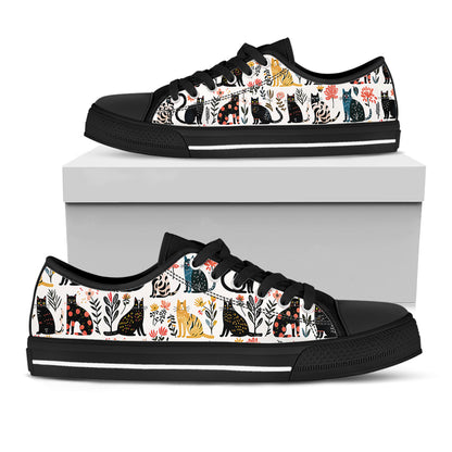 Cat Women's Low Top Shoes Botanical Cat Bliss