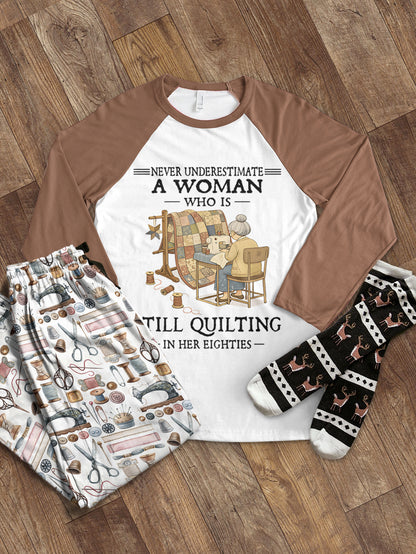 Sewing Lover Raglan Lounge Pajamas A Woman Who Is Still Quilting In Her 60s, 70s, 80s, 90s