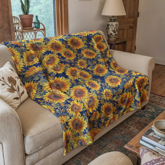 Sunflower Fleece Blanket Gorgeous Sunflowers