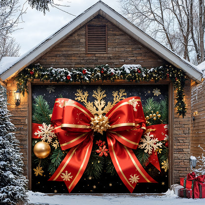 Christmas Garage Door Banner Decoration - Red Ribbon Magic Wrapped in Joy