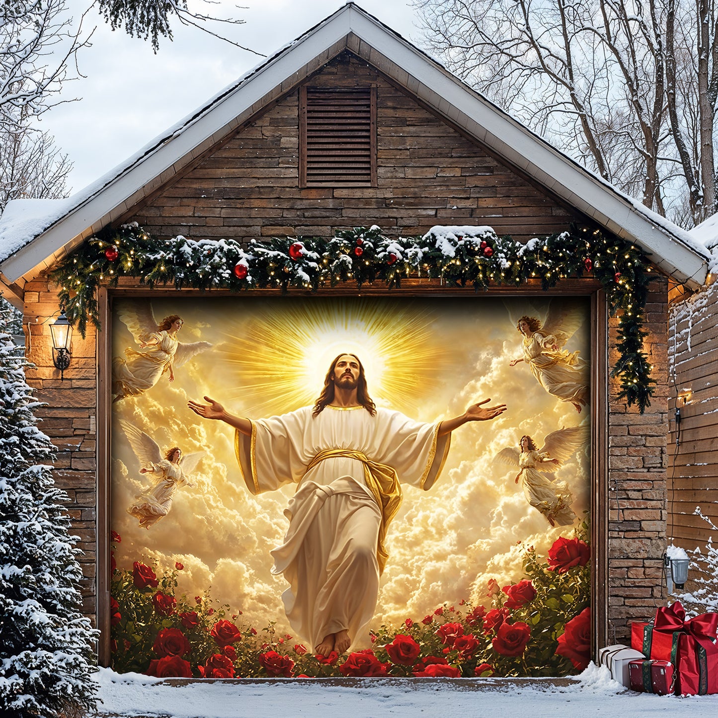 God Garage Door Banner Decoration - The Ascension of Jesus Christ