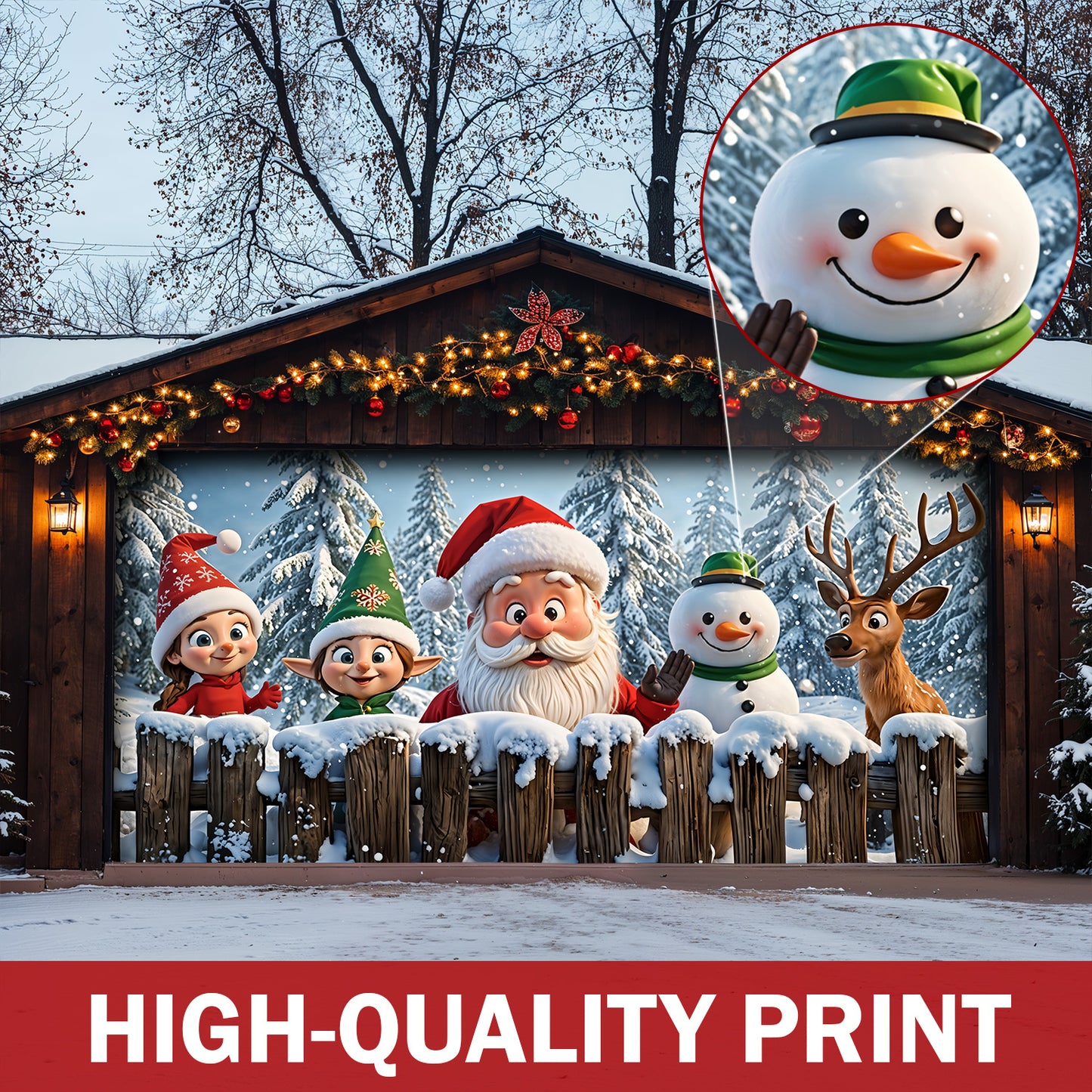 Christmas Garage Door Banner Decoration - Santa’s Jolly Crew