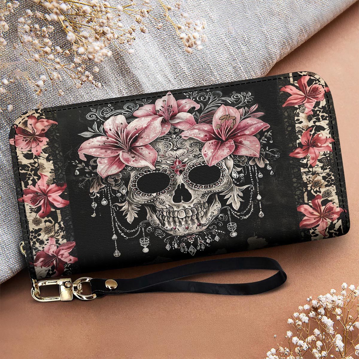 Gothic Skull Leather Wallet Midnight Lily Skull