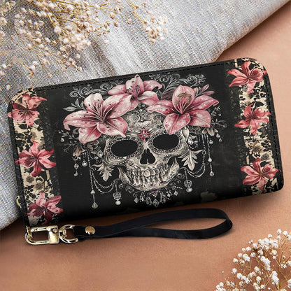 Gothic Skull Leather Wallet Midnight Lily Skull