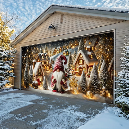 Christmas Garage Door Banner Decoration - Gnome of the Enchanted Christmas Village