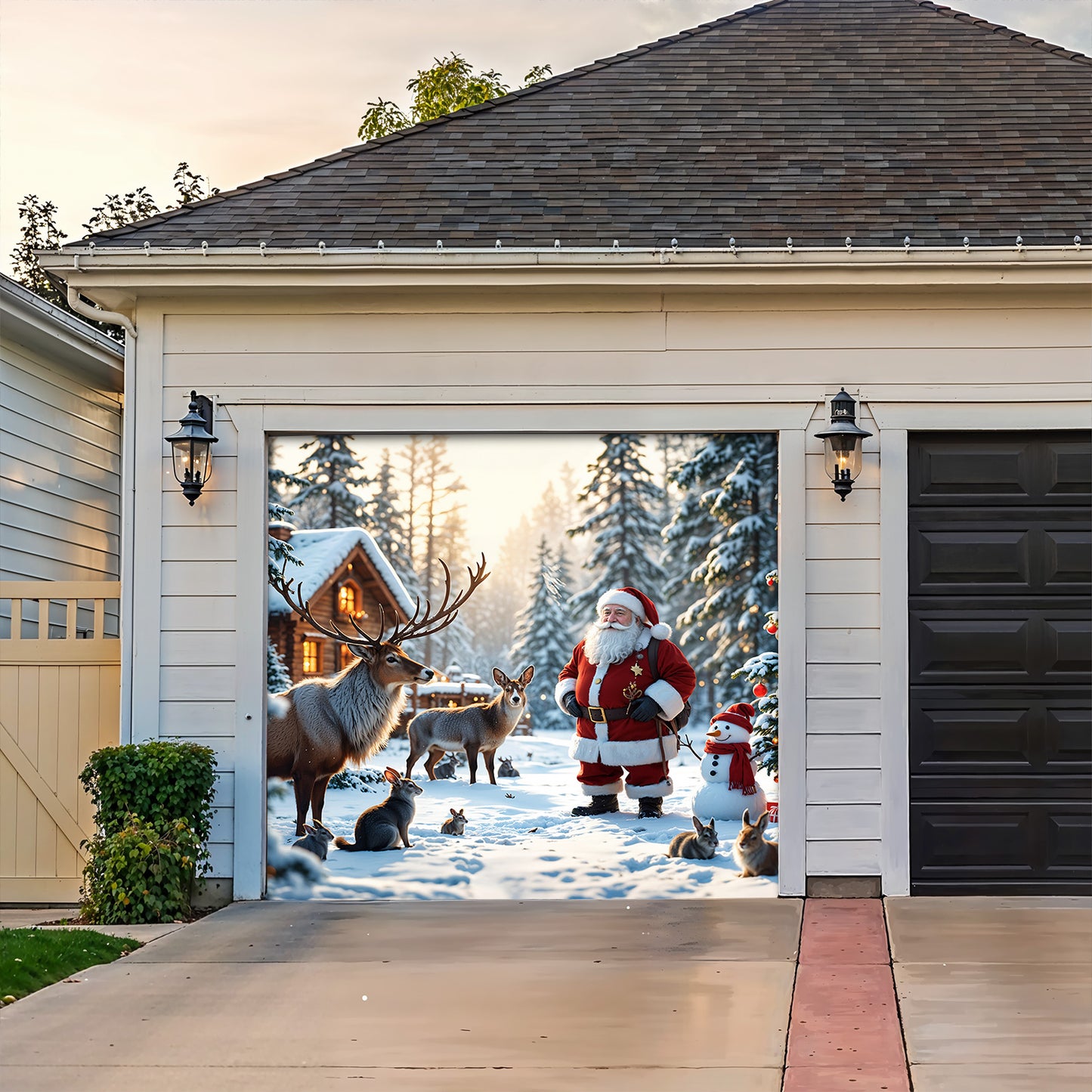Christmas Garage Door Banner Decoration - Santa’s Woodland Wonder