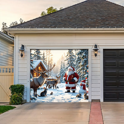 Christmas Garage Door Banner Decoration - Santa’s Woodland Wonder