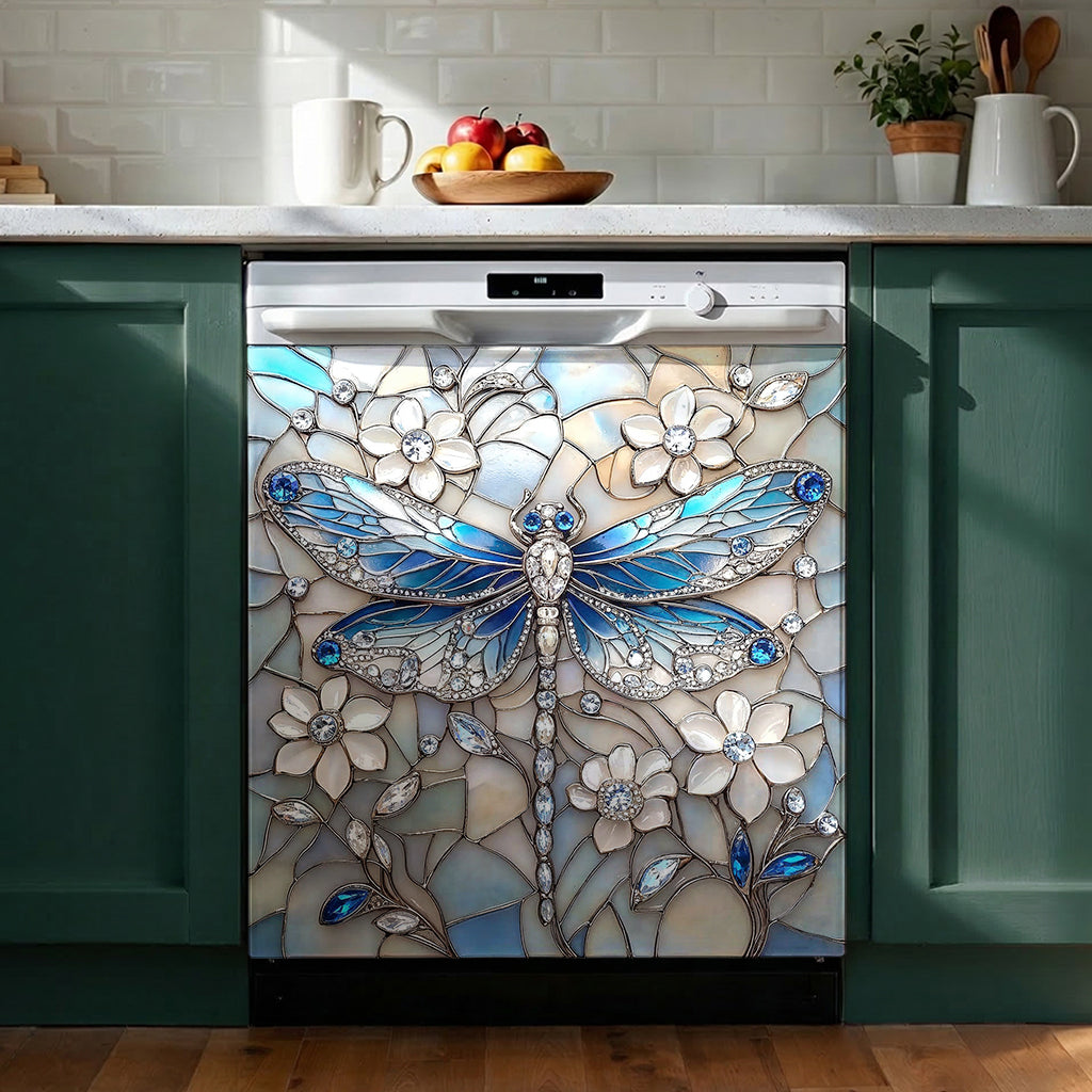 Dragonfly Magnetic Dishwasher Cover Azure Crystal Dragonfly