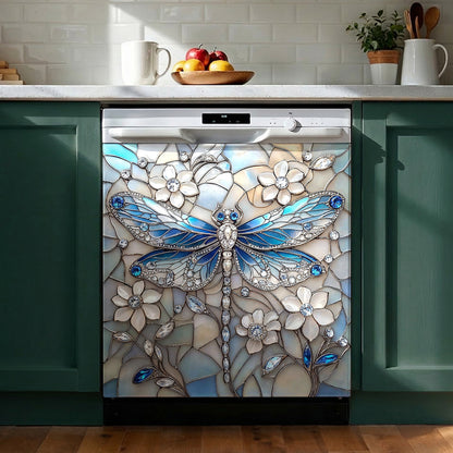 Dragonfly Magnetic Dishwasher Cover Azure Crystal Dragonfly