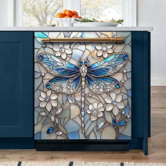 Dragonfly Magnetic Dishwasher Cover Azure Crystal Dragonfly