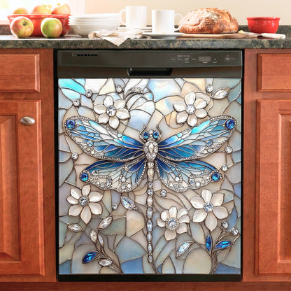 Dragonfly Magnetic Dishwasher Cover Azure Crystal Dragonfly