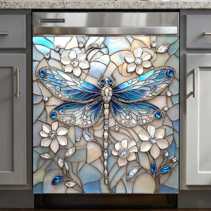 Dragonfly Magnetic Dishwasher Cover Azure Crystal Dragonfly