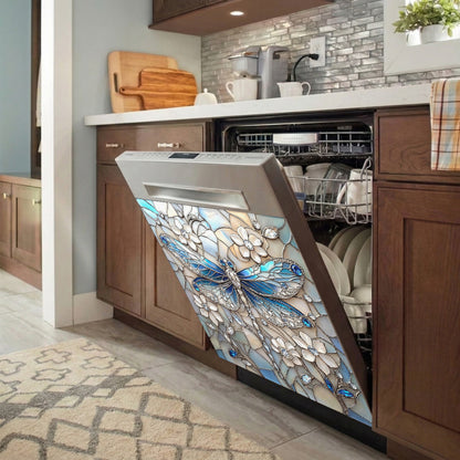 Dragonfly Magnetic Dishwasher Cover Azure Crystal Dragonfly