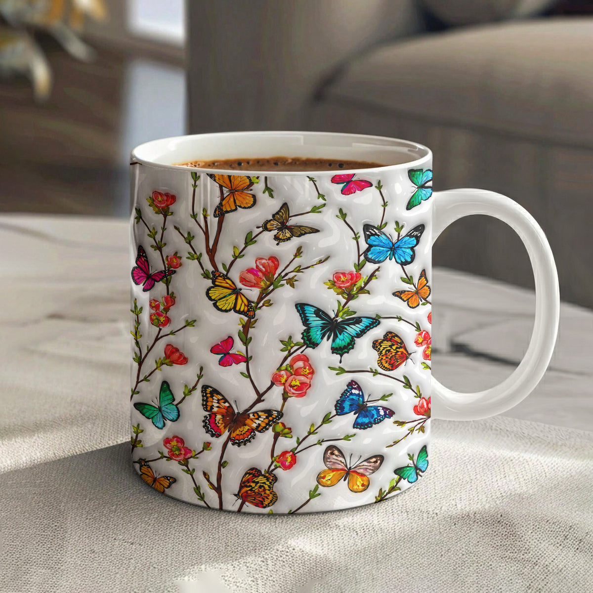 Nature Lovers 11 oz Mug Radiant Garden Butterflies Spring Bloom