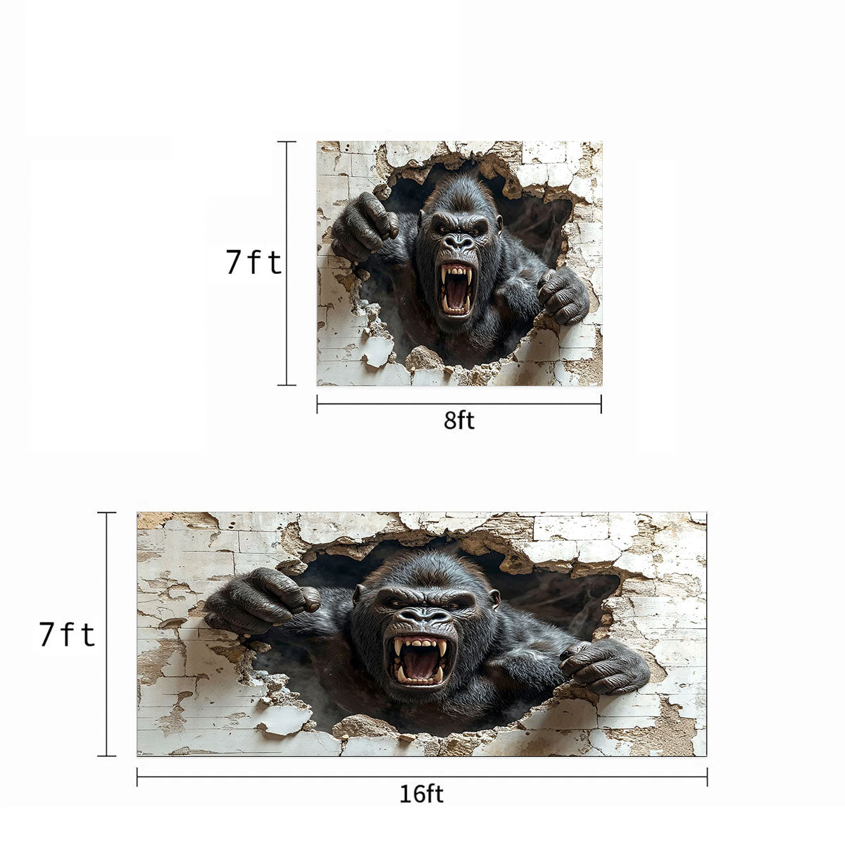 Wall Break Garage Door Banner Decoration - Gorilla Breaks The Barrier