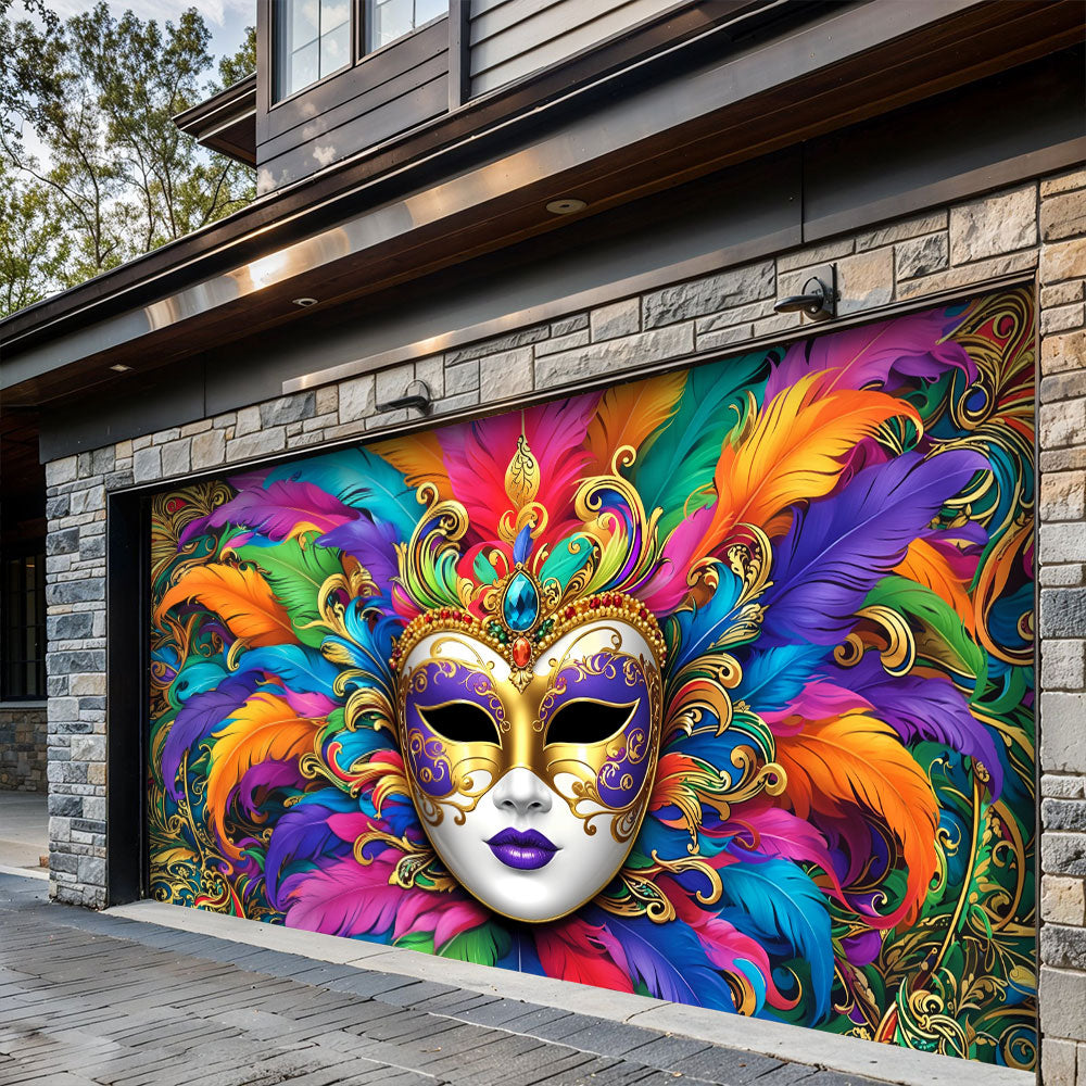 Mardi Gras Garage Door Banner Decoration - Radiant Carnival Queen