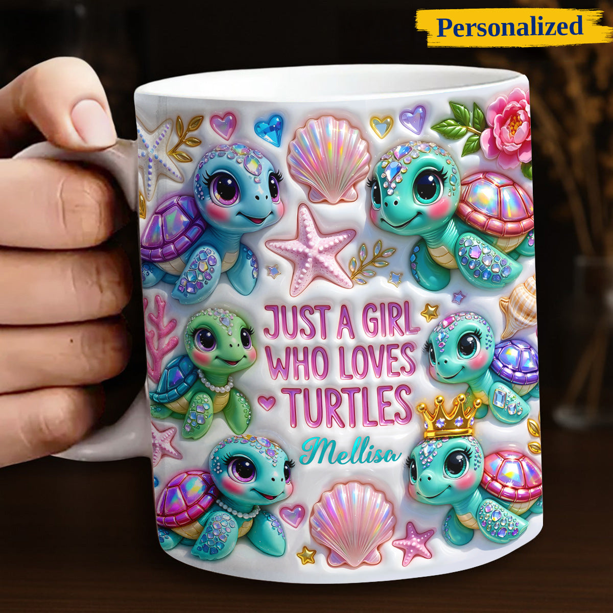 Sea Turtle Ceramic Mug Personalized Just A Girl Who Loves Turtles