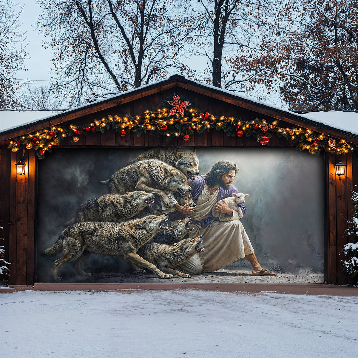 God Garage Door Banner Decoration -  The Shepherd Defender