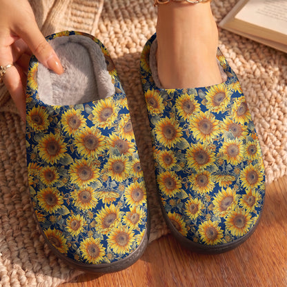 Sunflower Fleece Lined Slippers Gorgeous Flowers