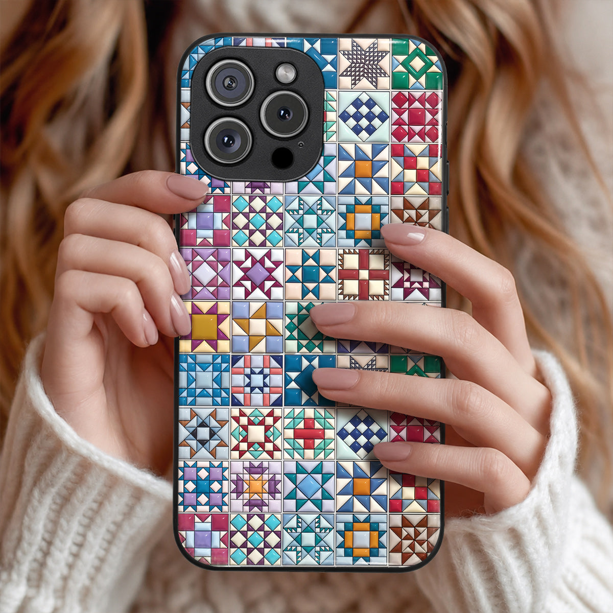 Sewing Lover Phone Case Traditional Quilt Blocks