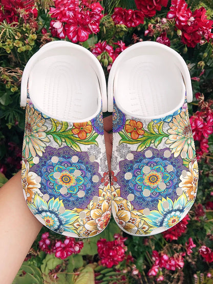 Floral Mandala Vibes Graphic Clogs