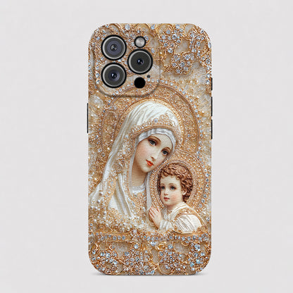 Mary Leather Phone Case Heavenly Grace In Radiant Splendor