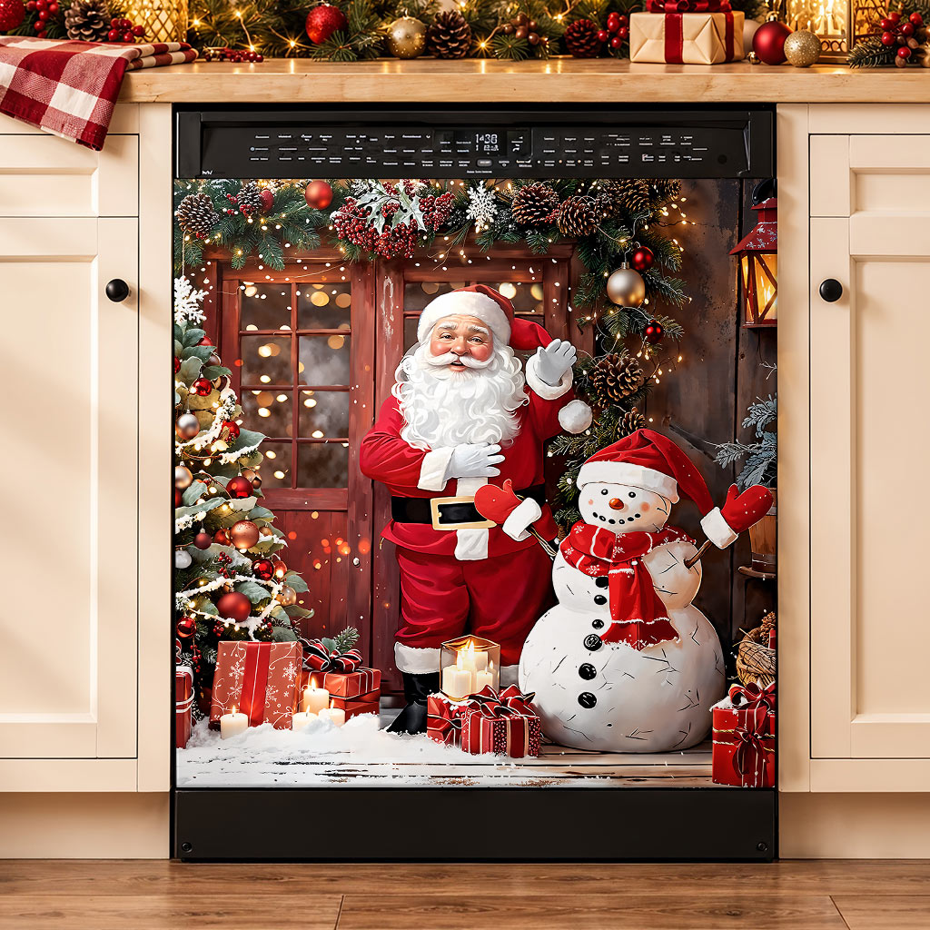 Christmas Magnetic Dishwasher Cover Santa's Magical Christmas Wonderland