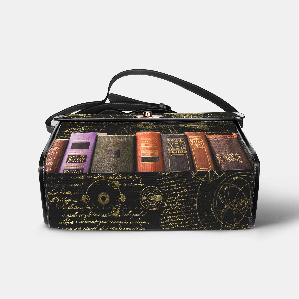 Book Satchel Handbag Old Books Galileo Manuscript Black