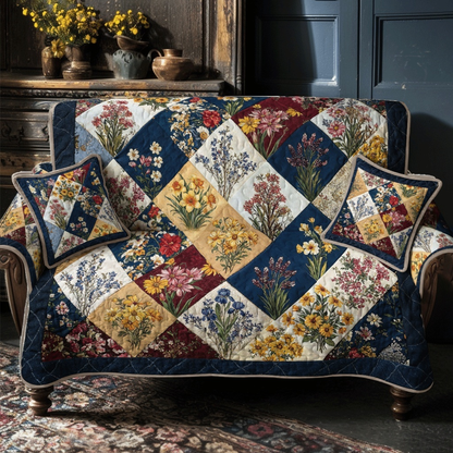 Country Cottage Wildflower Quilted Sofa Cover Wildflower Heirloom