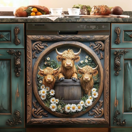 Cozy Cottagecore Magnetic Dishwasher Cover Highland Hearth Whimsy