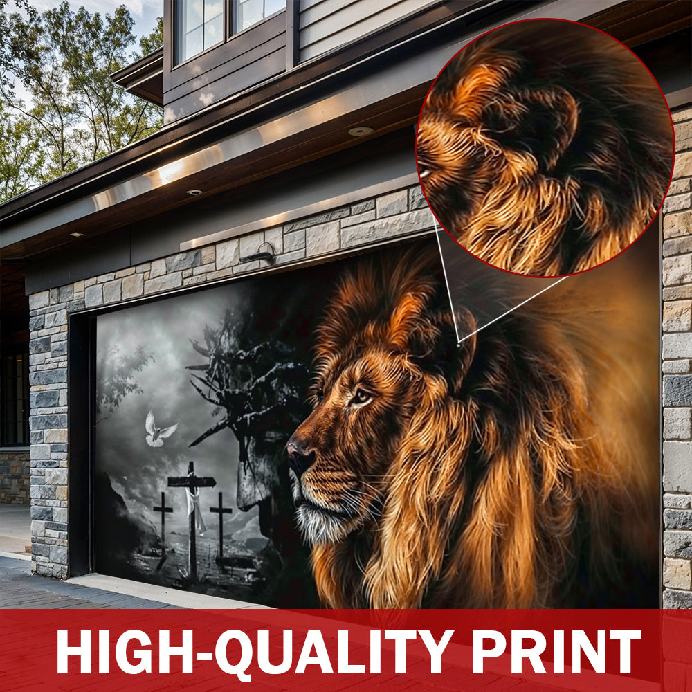 Faith Garage Door Banner Decoration - Jesus Christ Lion Majesty