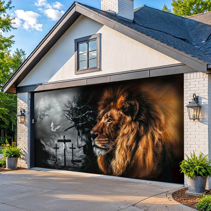 Faith Garage Door Banner Decoration - Jesus Christ Lion Majesty