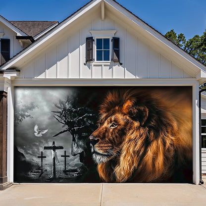 Faith Garage Door Banner Decoration - Jesus Christ Lion Majesty
