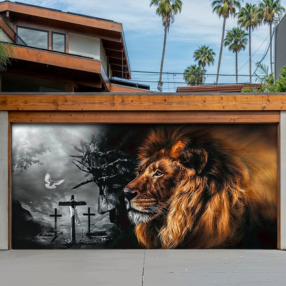 Faith Garage Door Banner Decoration - Jesus Christ Lion Majesty